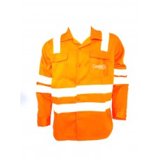 CAMISA DRILL NRANJA Y CINTA REFLECTIVA 